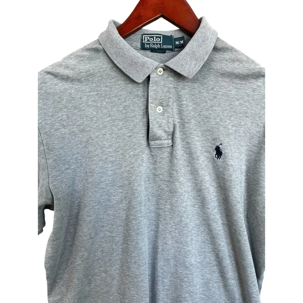 Polo Ralph Lauren Polo Shirt Mens Medium Gray Blue Pony Golf Country Club Preppy